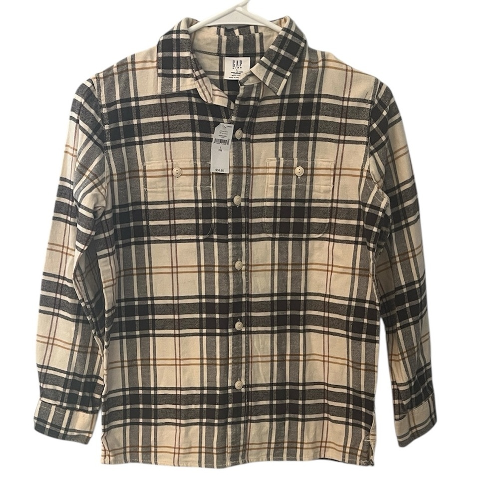 New with Tags! Gap Kids Plaid Shirt - Brown and Cream